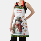 Apron Medium Snowman and Christmas Cookies Green エプロン (インサイチュ)