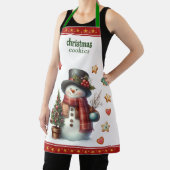 Apron Medium Snowman and Christmas Cookies Red エプロン (インサイチュ)