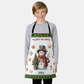 Apron Small Snowman and Christmas Cookies Green エプロン (着用した状態)