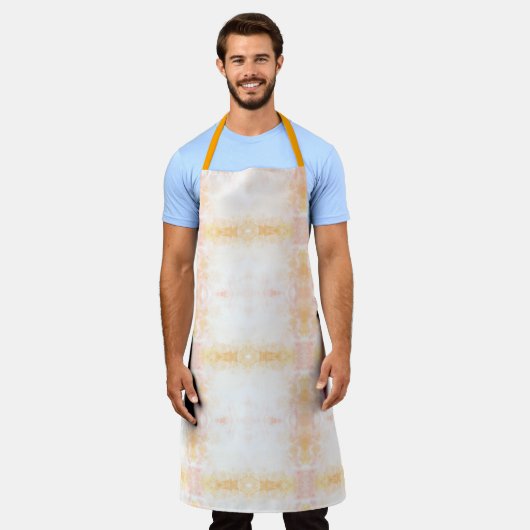 Apron with delicate pastel floral patterns in pink エプロン (着用した状態)