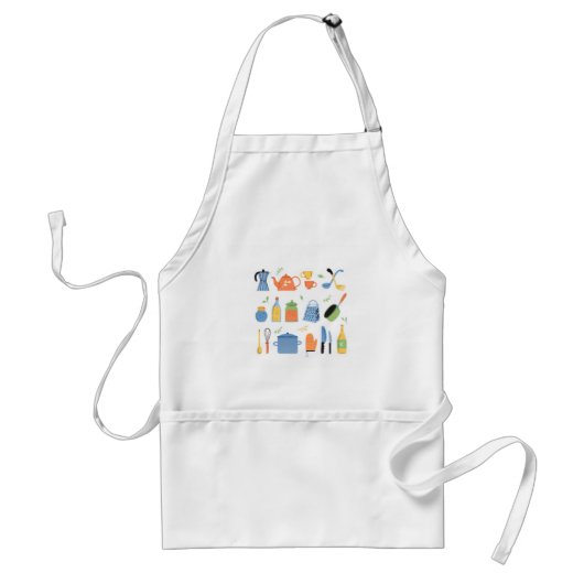 Apron With Kitchen Items For Cooking スタンダードエプロン (正面)
