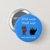 APSAの動物保護の慈善の漫画犬及び猫 缶バッジ (正面&裏面)