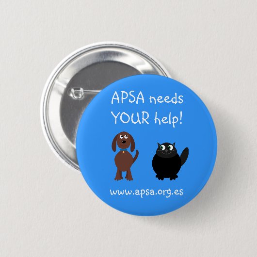APSAの動物保護の慈善の漫画犬及び猫 缶バッジ (正面&裏面)
