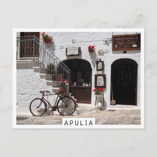 Apuliaの古い自転車と倉庫 ポストカード (正面)