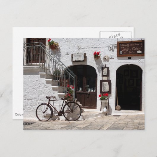 Apuliaの古い自転車と倉庫 ポストカード (正面/裏面)