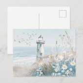 Aqaurell Illustration Strand Landschaft pastell ポストカード (正面/裏面)
