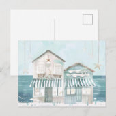 Aqaurell Illustration Strand Landschaft pastell ポストカード (正面/裏面)