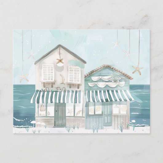Aqaurell Illustration Strand Landschaft pastell ポストカード (正面)