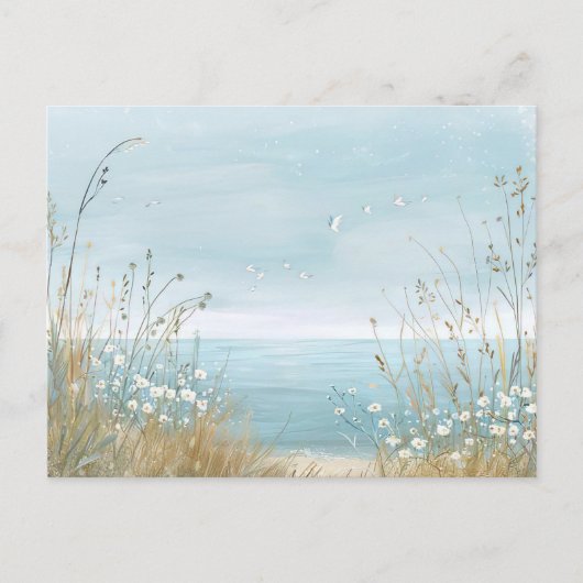 Aqaurell Illustration Strand Landschaft pastell  ポストカード (正面)