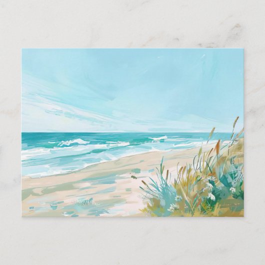 Aqaurell Illustration Strand Landschaft pastell  ポストカード (正面)