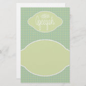 Aqeeqahイスラム教のAqiqahの柔らかい緑のヴィンテージ 便箋 (正面/裏面)