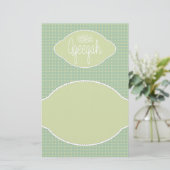 Aqeeqahイスラム教のAqiqahの柔らかい緑のヴィンテージ 便箋 (スタンド正面)