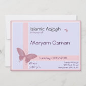 Aqiqaのイスラム教の招待-女の赤ちゃんのお祝い 招待状 (正面)