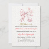 Aqiqah Pink Bow Girl Invitation 招待状 (正面)