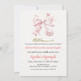 Aqiqah Pink Bow Girl Invitation 招待状