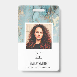 AQUAティール（緑がかった色）ゲート従業員フォトバーコード名バッジ バッジ