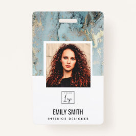 AQUAティール（緑がかった色）ゲート従業員フォトバーコード名バッジ バッジ