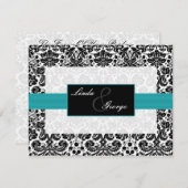 aqua,白黒rsvpカード 出欠カード (正面/裏面)