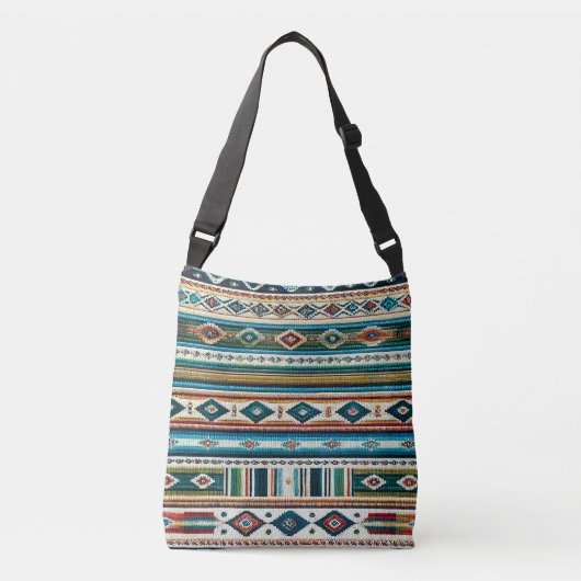 "AQUA" 調節可能トートバッグ - Mexican-Style Weave クロスボディバッグ (正面)