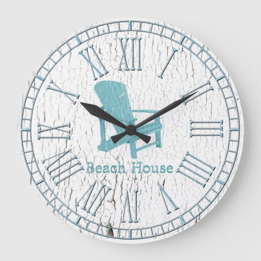 Aqua Adirondackあなたのテキスト ラージ壁時計 (正面)