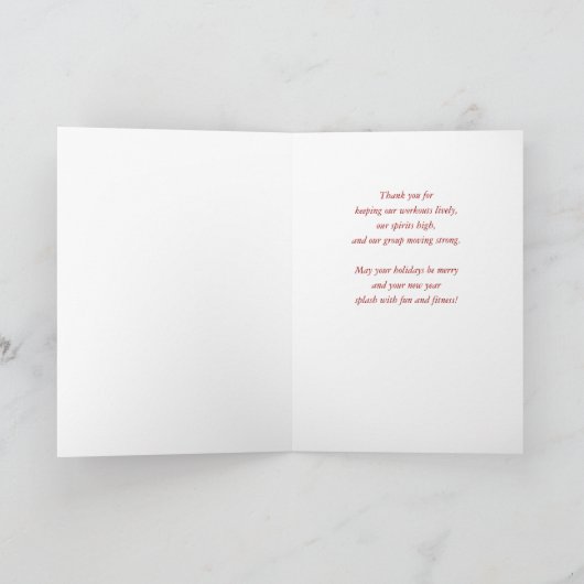 Aqua Aerobics Instructor Thank You at Christmas カード (内部)