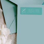 Aqua Ampersand Monogram Return Address Labels ラベル