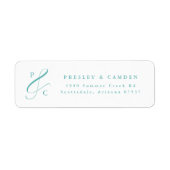 Aqua Ampersand Monogram Return Address Labels ラベル (正面)