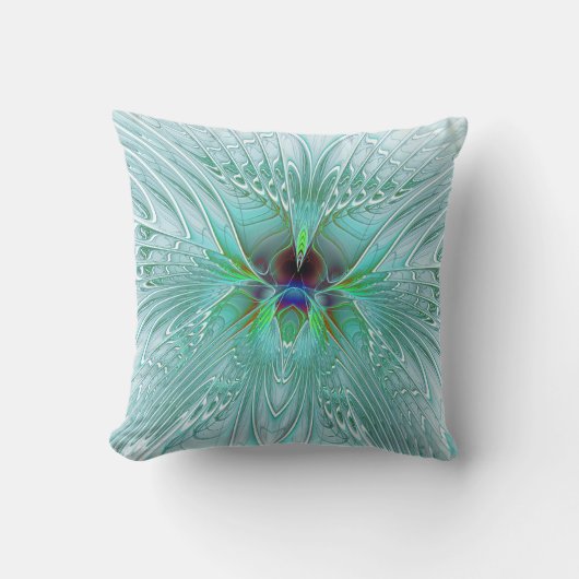 Aqua and Blue Modern Butterfly Cushion クッション (正面)
