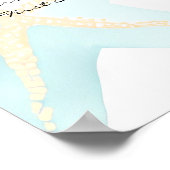 Aqua And Gold Watercolor Beachy Starfish Wedding  ポスター (角)