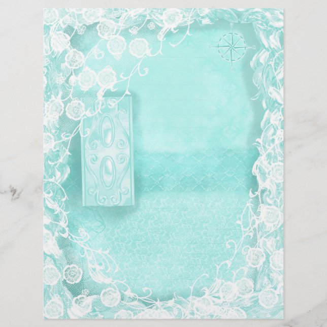Aqua and Lace Junk Journal レターヘッド (正面)