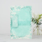 Aqua and Lace Junk Journal 便箋 (スタンド正面)