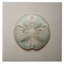 Aqua and Sand Coastal Sand Dollar Relief Artwork