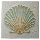 Aqua and Sand Coastal Scallop Shell タイル (正面)