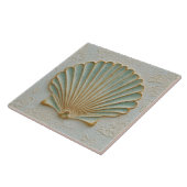 Aqua and Sand Coastal Scallop Shell タイル (側面)