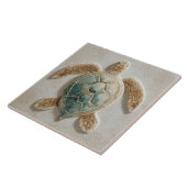 Aqua and Sand Coastal Sea Turtle Art タイル (側面)