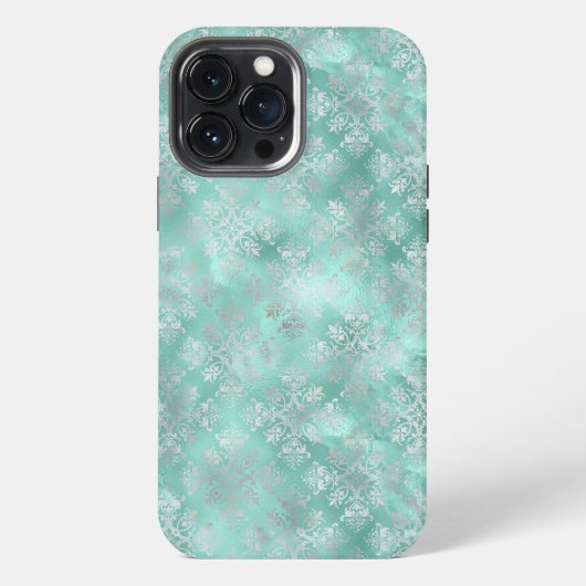 Aqua and Silver Pattern iPhoneケース (裏面)