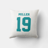 Aqua and White Double-Sided Sports Jersey クッション (裏面)