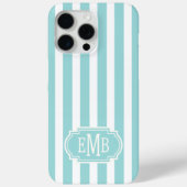 Aqua and White Monogrammed Stripes Case-Mate iPhoneケース (裏面)