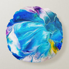 Aqua and White Round Cushion ラウンドクッション