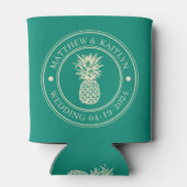 Aqua Beach Breeze Pineapple Wedding Crest & Names 缶クーラー (裏面)