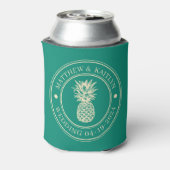 Aqua Beach Breeze Pineapple Wedding Crest & Names 缶クーラー (缶裏面)