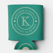Aqua Beach Breeze Wedding Monogram 缶クーラー (裏面)