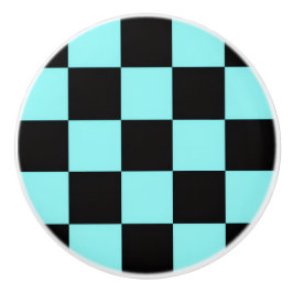 Aqua & Black Checkerboard Ceramic Pull セラミックノブ