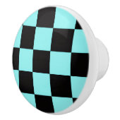 Aqua & Black Checkerboard Ceramic Pull セラミックノブ (右)