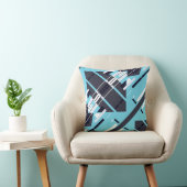 Aqua Black White Gray Diagonal Southwest Art Look クッション (椅子)