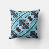 Aqua Black White Gray Slanted Southwest Large Tile クッション (裏面)