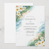 Aqua Blissful Coastal Wedding 招待状 (正面/裏面)