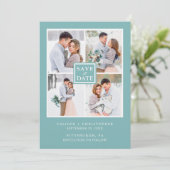 Aqua BlueとWhite Photo Collage日付の保存 (スタンド正面)