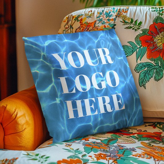 Aqua Blueスイミングプールの写真（ロゴ用） クッション
