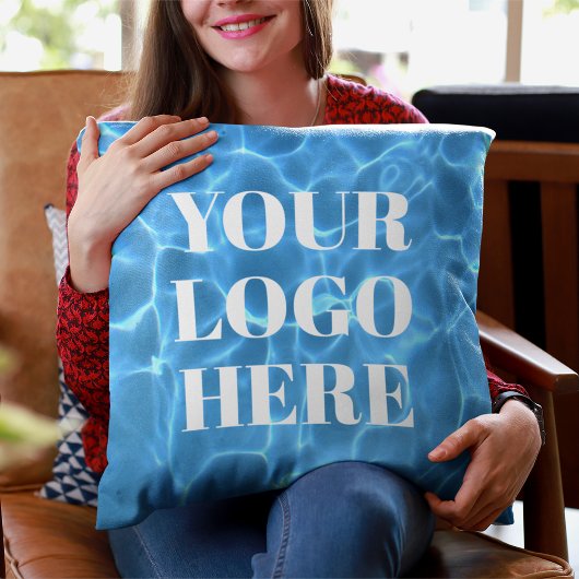 Aqua Blueスイミングプールの写真(ロゴ用) クッション